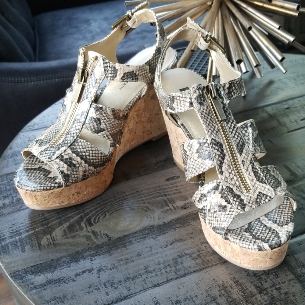 New Sexy Snakeskin Zipper Heels Wedges